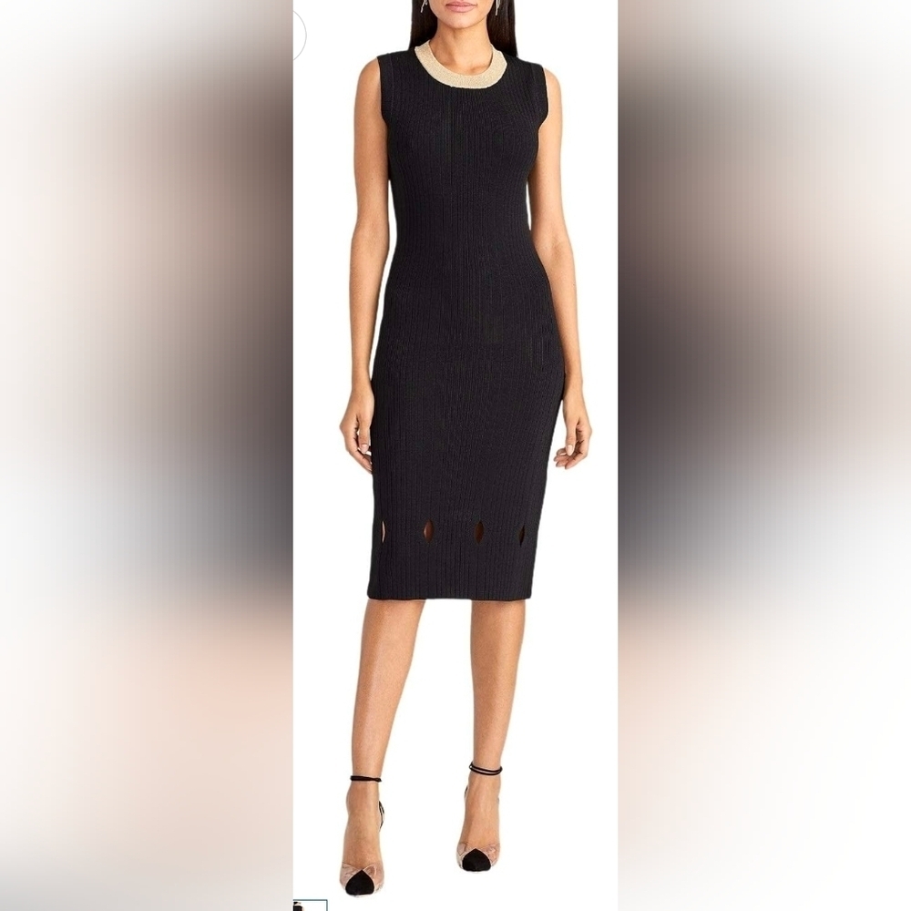 RACHEL Rachel Roy Black and Gold Midi Dress